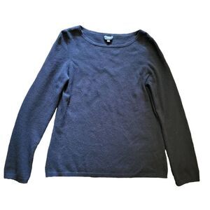 Talbots Sweater Women's Medium Black Pure Cashmere Crew Neck Pullover